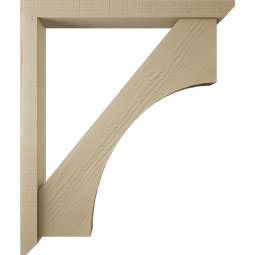 Ekena Millwork - BKTUR0352X32X38WTL06RCPR - Timberthane Faux Wood Westlake Style Bracket w/ Offset Brace, Slat Ends, 3 1/2"W x 32"D x 38"H, Primed Tan