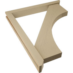 Ekena Millwork - BKTUR0352X32X38WTL06RCPR - Timberthane Faux Wood Westlake Style Bracket w/ Offset Brace, Slat Ends, 3 1/2"W x 32"D x 38"H, Primed Tan