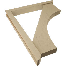 Ekena Millwork - BKTUR0352X32X40WTL06RCPR - Timberthane Faux Wood Westlake Style Bracket w/ Offset Brace, Slat Ends, 3 1/2"W x 32"D x 40"H, Primed Tan