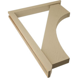 Ekena Millwork - BKTUR0352X32X44WTL06RCPR - Timberthane Faux Wood Westlake Style Bracket w/ Offset Brace, Slat Ends, 3 1/2"W x 32"D x 44"H, Primed Tan