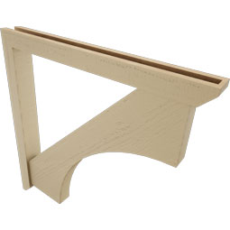 Ekena Millwork - BKTUR0352X34X34WTL06RCPR - Timberthane Faux Wood Westlake Style Bracket w/ Offset Brace, Slat Ends, 3 1/2"W x 34"D x 34"H, Primed Tan