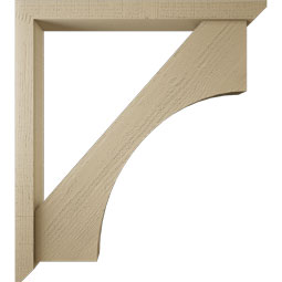 Ekena Millwork - BKTUR0352X34X38WTL06RCPR - Timberthane Faux Wood Westlake Style Bracket w/ Offset Brace, Slat Ends, 3 1/2"W x 34"D x 38"H, Primed Tan
