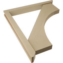 Ekena Millwork - BKTUR0352X34X38WTL06RCPR - Timberthane Faux Wood Westlake Style Bracket w/ Offset Brace, Slat Ends, 3 1/2"W x 34"D x 38"H, Primed Tan