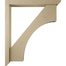 Ekena Millwork - BKTUR0352X34X40WTL06RCPR - Timberthane Faux Wood Westlake Style Bracket w/ Offset Brace, Slat Ends, 3 1/2"W x 34"D x 40"H, Primed Tan