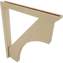 Ekena Millwork - BKTUR0352X34X42WTL06RCPR - Timberthane Faux Wood Westlake Style Bracket w/ Offset Brace, Slat Ends, 3 1/2"W x 34"D x 42"H, Primed Tan