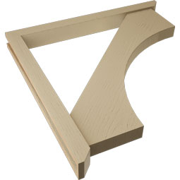 Ekena Millwork - BKTUR0352X36X36WTL06RCPR - Timberthane Faux Wood Westlake Style Bracket w/ Offset Brace, Slat Ends, 3 1/2"W x 36"D x 36"H, Primed Tan