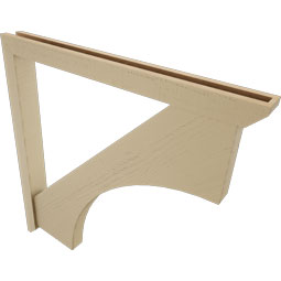 Ekena Millwork - BKTUR0352X38X38WTL06RCPR - Timberthane Faux Wood Westlake Style Bracket w/ Offset Brace, Slat Ends, 3 1/2"W x 38"D x 38"H, Primed Tan