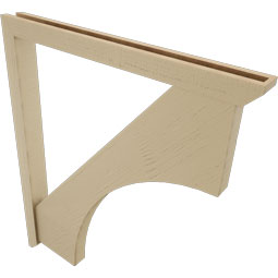Ekena Millwork - BKTUR0352X38X44WTL06RCPR - Timberthane Faux Wood Westlake Style Bracket w/ Offset Brace, Slat Ends, 3 1/2"W x 38"D x 44"H, Primed Tan