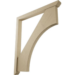 Ekena Millwork - BKTUR0352X38X44WTL06RCPR - Timberthane Faux Wood Westlake Style Bracket w/ Offset Brace, Slat Ends, 3 1/2"W x 38"D x 44"H, Primed Tan