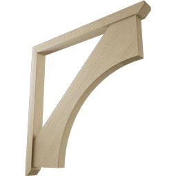 Ekena Millwork - BKTUR0352X40X40WTL06RCPR - Timberthane Faux Wood Westlake Style Bracket w/ Offset Brace, Slat Ends, 3 1/2"W x 40"D x 40"H, Primed Tan