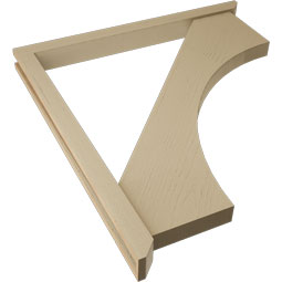 Ekena Millwork - BKTUR0352X40X44WTL06RCPR - Timberthane Faux Wood Westlake Style Bracket w/ Offset Brace, Slat Ends, 3 1/2"W x 40"D x 44"H, Primed Tan