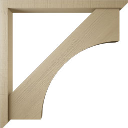 Ekena Millwork - BKTUR0352X42X42WTL06RCPR - Timberthane Faux Wood Westlake Style Bracket w/ Offset Brace, Slat Ends, 3 1/2"W x 42"D x 42"H, Primed Tan