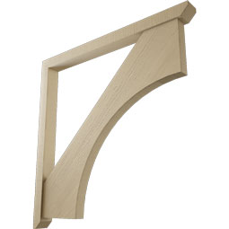Ekena Millwork - BKTUR0352X42X42WTL06RCPR - Timberthane Faux Wood Westlake Style Bracket w/ Offset Brace, Slat Ends, 3 1/2"W x 42"D x 42"H, Primed Tan