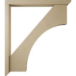 Ekena Millwork - BKTUR0352X42X48WTL06RCPR - Timberthane Faux Wood Westlake Style Bracket w/ Offset Brace, Slat Ends, 3 1/2"W x 42"D x 48"H, Primed Tan