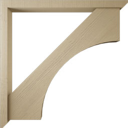 Ekena Millwork - BKTUR0352X44X44WTL06RCPR - Timberthane Faux Wood Westlake Style Bracket w/ Offset Brace, Slat Ends, 3 1/2"W x 44"D x 44"H, Primed Tan