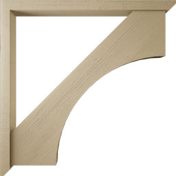 Ekena Millwork - BKTUR0352X46X46WTL06RCPR - Timberthane Faux Wood Westlake Style Bracket w/ Offset Brace, Slat Ends, 3 1/2"W x 46"D x 46"H, Primed Tan