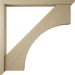 Ekena Millwork - BKTUR0352X48X48WTL06RCPR - Timberthane Faux Wood Westlake Style Bracket w/ Offset Brace, Slat Ends, 3 1/2"W x 48"D x 48"H, Primed Tan