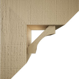Ekena Millwork - BKTUR0554X14X14WTL06RCPR - Timberthane Faux Wood Westlake Style Bracket w/ Offset Brace, Slat Ends, 5 1/2"W x 14"D x 14"H, Primed Tan