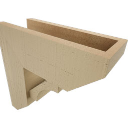 Ekena Millwork - BKTUR0554X14X14WTL06RCPR - Timberthane Faux Wood Westlake Style Bracket w/ Offset Brace, Slat Ends, 5 1/2"W x 14"D x 14"H, Primed Tan