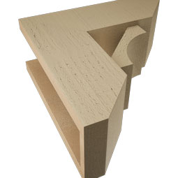 Ekena Millwork - BKTUR0554X14X14WTL06RCPR - Timberthane Faux Wood Westlake Style Bracket w/ Offset Brace, Slat Ends, 5 1/2"W x 14"D x 14"H, Primed Tan