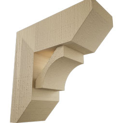 Ekena Millwork - BKTUR0554X14X14WTL06RCPR - Timberthane Faux Wood Westlake Style Bracket w/ Offset Brace, Slat Ends, 5 1/2"W x 14"D x 14"H, Primed Tan