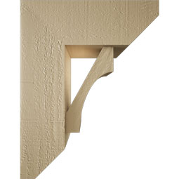 Ekena Millwork - BKTUR0554X14X18WTL06RCPR - Timberthane Faux Wood Westlake Style Bracket w/ Offset Brace, Slat Ends, 5 1/2"W x 14"D x 18"H, Primed Tan
