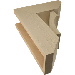 Ekena Millwork - BKTUR0554X14X18WTL06RCPR - Timberthane Faux Wood Westlake Style Bracket w/ Offset Brace, Slat Ends, 5 1/2"W x 14"D x 18"H, Primed Tan