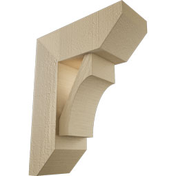 Ekena Millwork - BKTUR0554X14X18WTL06RCPR - Timberthane Faux Wood Westlake Style Bracket w/ Offset Brace, Slat Ends, 5 1/2"W x 14"D x 18"H, Primed Tan