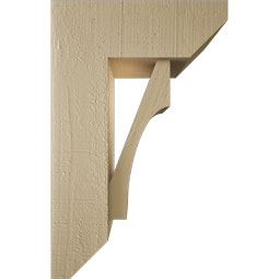 Ekena Millwork - BKTUR0554X14X22WTL06RCPR - Timberthane Faux Wood Westlake Style Bracket w/ Offset Brace, Slat Ends, 5 1/2"W x 14"D x 22"H, Primed Tan