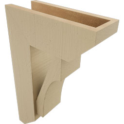 Ekena Millwork - BKTUR0554X14X22WTL06RCPR - Timberthane Faux Wood Westlake Style Bracket w/ Offset Brace, Slat Ends, 5 1/2"W x 14"D x 22"H, Primed Tan