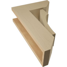 Ekena Millwork - BKTUR0554X14X22WTL06RCPR - Timberthane Faux Wood Westlake Style Bracket w/ Offset Brace, Slat Ends, 5 1/2"W x 14"D x 22"H, Primed Tan