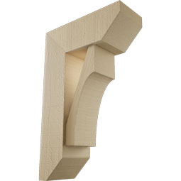 Ekena Millwork - BKTUR0554X14X22WTL06RCPR - Timberthane Faux Wood Westlake Style Bracket w/ Offset Brace, Slat Ends, 5 1/2"W x 14"D x 22"H, Primed Tan