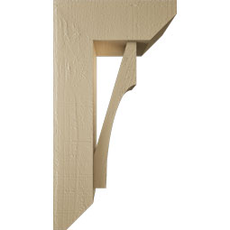 Ekena Millwork - BKTUR0554X14X26WTL06RCPR - Timberthane Faux Wood Westlake Style Bracket w/ Offset Brace, Slat Ends, 5 1/2"W x 14"D x 26"H, Primed Tan
