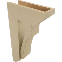 Ekena Millwork - BKTUR0554X14X26WTL06RCPR - Timberthane Faux Wood Westlake Style Bracket w/ Offset Brace, Slat Ends, 5 1/2"W x 14"D x 26"H, Primed Tan