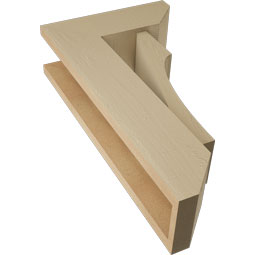 Ekena Millwork - BKTUR0554X14X26WTL06RCPR - Timberthane Faux Wood Westlake Style Bracket w/ Offset Brace, Slat Ends, 5 1/2"W x 14"D x 26"H, Primed Tan
