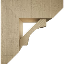 Ekena Millwork - BKTUR0554X16X16WTL06RCPR - Timberthane Faux Wood Westlake Style Bracket w/ Offset Brace, Slat Ends, 5 1/2"W x 16"D x 16"H, Primed Tan