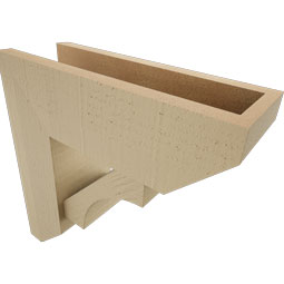 Ekena Millwork - BKTUR0554X16X16WTL06RCPR - Timberthane Faux Wood Westlake Style Bracket w/ Offset Brace, Slat Ends, 5 1/2"W x 16"D x 16"H, Primed Tan
