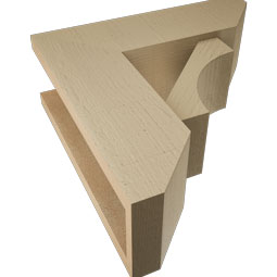 Ekena Millwork - BKTUR0554X16X16WTL06RCPR - Timberthane Faux Wood Westlake Style Bracket w/ Offset Brace, Slat Ends, 5 1/2"W x 16"D x 16"H, Primed Tan