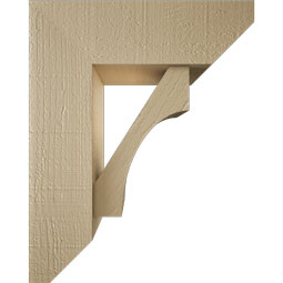 Ekena Millwork - BKTUR0554X16X20WTL06RCPR - Timberthane Faux Wood Westlake Style Bracket w/ Offset Brace, Slat Ends, 5 1/2"W x 16"D x 20"H, Primed Tan