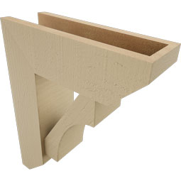 Ekena Millwork - BKTUR0554X16X20WTL06RCPR - Timberthane Faux Wood Westlake Style Bracket w/ Offset Brace, Slat Ends, 5 1/2"W x 16"D x 20"H, Primed Tan