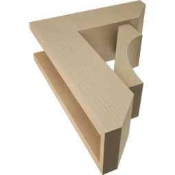 Ekena Millwork - BKTUR0554X16X20WTL06RCPR - Timberthane Faux Wood Westlake Style Bracket w/ Offset Brace, Slat Ends, 5 1/2"W x 16"D x 20"H, Primed Tan
