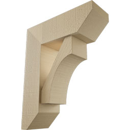 Ekena Millwork - BKTUR0554X16X20WTL06RCPR - Timberthane Faux Wood Westlake Style Bracket w/ Offset Brace, Slat Ends, 5 1/2"W x 16"D x 20"H, Primed Tan