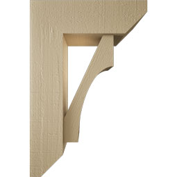 Ekena Millwork - BKTUR0554X16X24WTL06RCPR - Timberthane Faux Wood Westlake Style Bracket w/ Offset Brace, Slat Ends, 5 1/2"W x 16"D x 24"H, Primed Tan