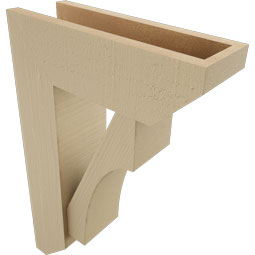 Ekena Millwork - BKTUR0554X16X24WTL06RCPR - Timberthane Faux Wood Westlake Style Bracket w/ Offset Brace, Slat Ends, 5 1/2"W x 16"D x 24"H, Primed Tan