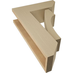 Ekena Millwork - BKTUR0554X16X24WTL06RCPR - Timberthane Faux Wood Westlake Style Bracket w/ Offset Brace, Slat Ends, 5 1/2"W x 16"D x 24"H, Primed Tan