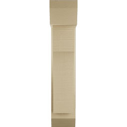 Ekena Millwork - BKTUR0554X16X28WTL06RCPR - Timberthane Faux Wood Westlake Style Bracket w/ Offset Brace, Slat Ends, 5 1/2"W x 16"D x 28"H, Primed Tan