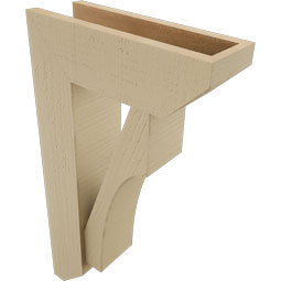Ekena Millwork - BKTUR0554X16X28WTL06RCPR - Timberthane Faux Wood Westlake Style Bracket w/ Offset Brace, Slat Ends, 5 1/2"W x 16"D x 28"H, Primed Tan