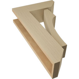 Ekena Millwork - BKTUR0554X16X28WTL06RCPR - Timberthane Faux Wood Westlake Style Bracket w/ Offset Brace, Slat Ends, 5 1/2"W x 16"D x 28"H, Primed Tan