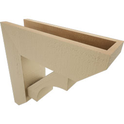 Ekena Millwork - BKTUR0554X18X18WTL06RCPR - Timberthane Faux Wood Westlake Style Bracket w/ Offset Brace, Slat Ends, 5 1/2"W x 18"D x 18"H, Primed Tan