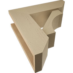 Ekena Millwork - BKTUR0554X18X18WTL06RCPR - Timberthane Faux Wood Westlake Style Bracket w/ Offset Brace, Slat Ends, 5 1/2"W x 18"D x 18"H, Primed Tan